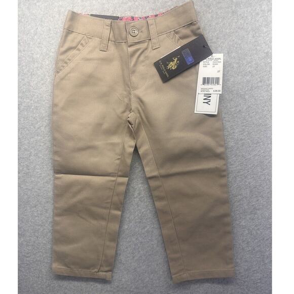 U.S. Polo Assn Uniform Pants Kids Girls Skinny Khaki Bottoms Size 2T NWT - Picture 1 of 9